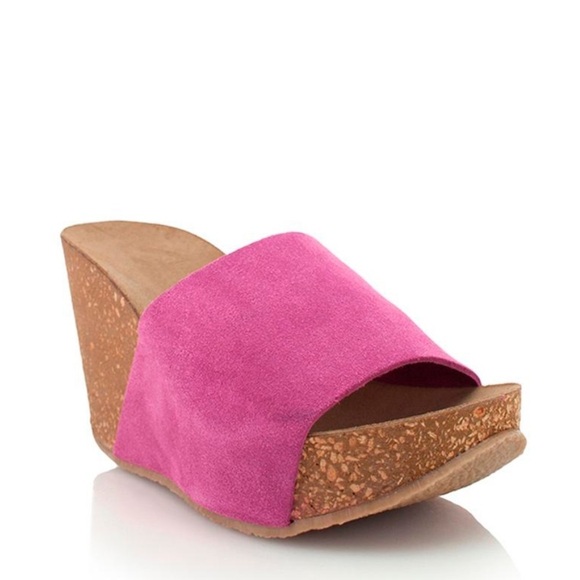 GREGORYS FSF Slip On Birk Bottom cork Wedge sandals pink fuschia suede 41 / 10 - Picture 14 of 14